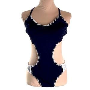 One piece halter black swimsuit Sz XL